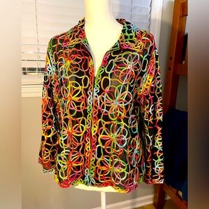 Vibrant, colorful, light-weight zippered jacket. Casual Studio size XL- EUC nwot